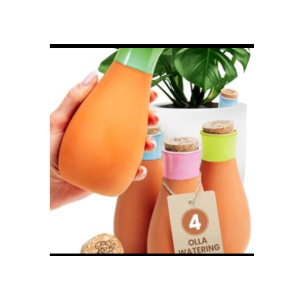 2 Pcs Ollas Terracotta Watering Pots Large - 14 Oz Self Watering Planter Insert Olla Watering System For 1-week Easy To Refill - Clay Plant Watering Globes For Outdoor & Indoor Plants [2 PCS, Bright]