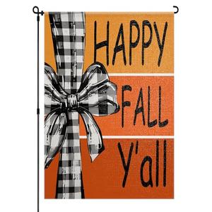 Fall House Yard Garden Flag 12 x 18 Inch Outside Double Sided Burlap Happy Fall Y'all Welcome Flag Farmhouse Holiday Patio Lawn House Outdoor Decorations Pack Of 2