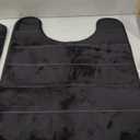 BYSURE Bathroom Rugs Sets 5 Piece, Memory Foam Bath Mats with U-Shape (Black)