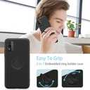 for Nokia XR21 5G Phone Case with Glass Screen Protector, 360 Rotatable Ring Holder Magnetic Kickstand/Stand Silicone TPU Shockproof Protective Cover Case for Nokia XR21 5G - Black