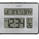 513-1419B Atomic Digital Wall Clock w/ Calendar and Indoor Temperature