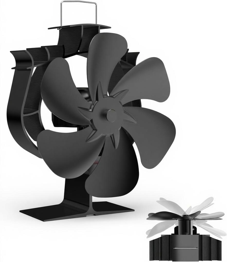 HIDALIFE Oscillating Wood Stove Fan - Heat Powered 6 Blade Auto-Spin & 60 Rotation for Wood/Pellet/Coal Stoves, Big Size Fireplace Burner Fan - Silent Operation, Overheat Protection