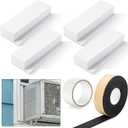4 Pcs Foam Block Compatible with Midea U Shaped Window Air Conditioner Units, Ac Side Insulation Seal Kit with Seal Strip and Sealing Tape, Prevent Cold Air Leakage for Summer (White)