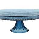 FORTESSA Jupiter Beaded Hobnail Glass Vintage Themed Glass Serveware, Large 13 Inch Vintage Cake Stand, Dishwasher-Safe, Cornflower Blue