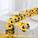8 Pack Artificial Sunflower Garland Decor, Sunflower Vines Hanging Flowers Garland with Green Leaves, Fake Yellow Floral Vines Room Wedding Party Decoration