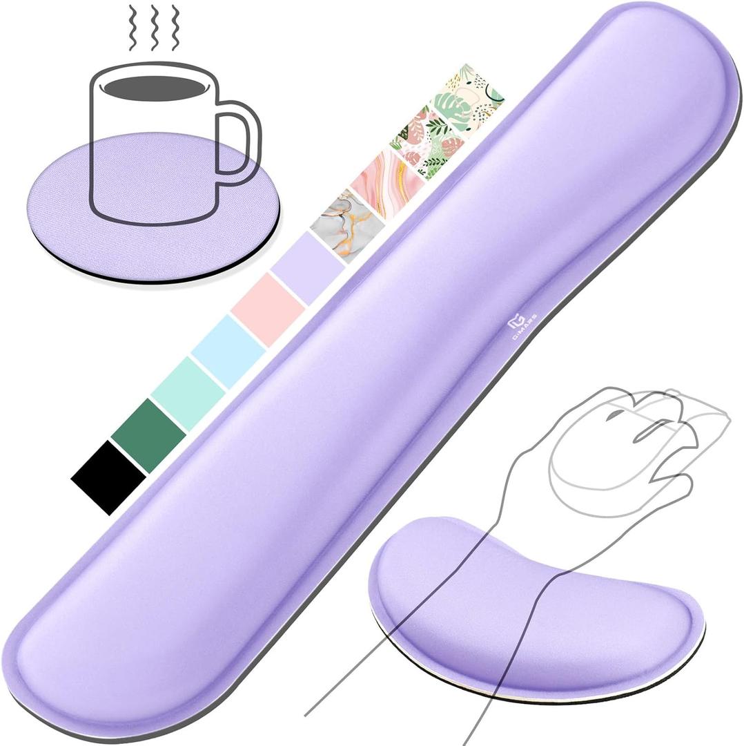 Gimars Upgrade Enlarge Silky Gel Memory Foam Wrist Rest for Computer Keyboard, Mouse, 3 PCS, Ergonomic Keyboard Wrist Rest for Typing Pain Relief, Mousepad Rests, Wrist Support for Office, Purple