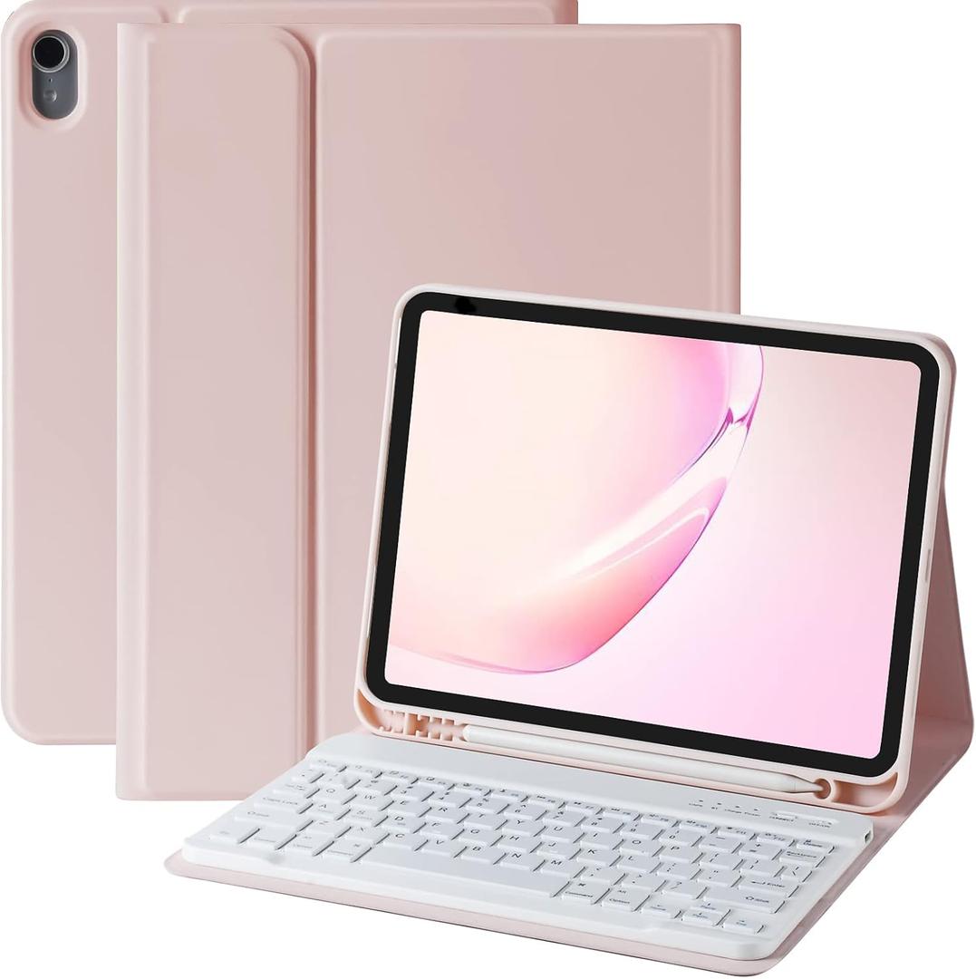 BQSS for iPad 10th Generation Keyboard Case 10.92022, Slim Smart Keyboard Case for iPad 10th Gen 2022,Detachable Wireless Keyboard,Pencil Holder Pink