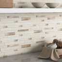 BeNice Backsplash Peel and Stick Wall Tiles for Kitchen,Subway Self Adhesive Linear Mosaic Stickers Bathroom Waterproof (10 Sheets,Rustic Beige Brown)