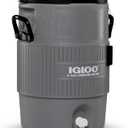 Igloo 5 Gallon Portable Sports Cooler Water Beverage Dispenser with Flat Seat Lid, Insulated Beverage Dispenser, Grey/Black