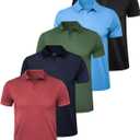 OYGSieg 5 Pack Polo Shirts for Men Quick Dry Short Sleeve T-Shirts Performance Mens Golf Shirts for Work Athletic (XL)