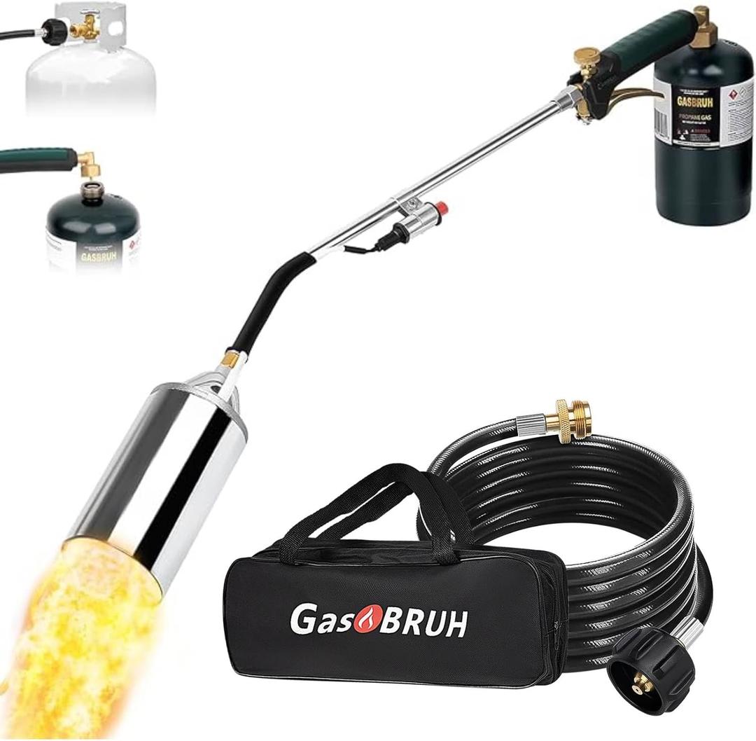 Propane Torch Weed Burner Kit,Weed Torch 360,000 BTU,Blow Torch with 1lb Propane Converter Hose,Blow Torch for Weeds,Wood,Roof,Ice Snow,Road, Fire Start,Charoal Start(Fuel not Included)