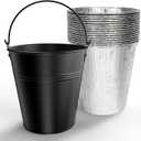 Drip Bucket and 15-Pack Disposable Foil Liners for Oklahoma Joe's, Traeger, Pit-Boss, Z Grill, Camp Chef, Grill Grease Liner Fits Most Offset Smoker, Rec Tec Pellet Grill Bucket, Black