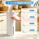 Automatic Foaming Soap Dispenser Touchless Upgrade Pump Uneasy Plugging Wall Mounted USB Rechargeable, 4-Level Adjustable 13.52oz Modern Electric Hand Soap Dispenser Kitchen Bathroom Kids Family White