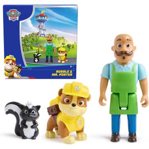 Paw Patrol Rubble & Mr. Porter Figure Pack with Skunk Toy Figure, Kids Toys for Boys & Girls Ages 3 and Up