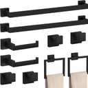 10-Pieces Matte Black Bathroom Accessories Set, 23.6 Inch Bath Towel Bar Set, SUS 304 Stainless Steel Bathroom Hardware Set, Towel Racks for Bathroom Wall Mounted.