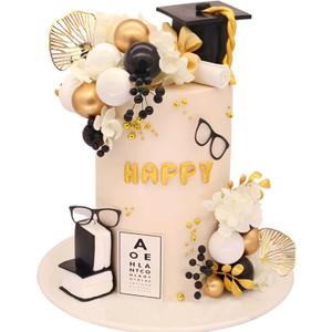 Graduation Cake Topper, Qoadwem 24pcs Graduation Cap Cake Toppers Class Of 2025 with Large Diploma Flowers Balls Cake Decor for Grad Party