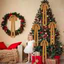 Aneco 12 Pieces Large Khaki Velvet Christmas Bows 35 x 16 Inch Christmas Swag Bow Pre Tied Fence Staircase Wreath Bows Holiday Tree Topper for Xmas Home Door Outdoor Decorations