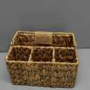 StorageWorks Hand-Woven Wicker Silverware Organizer - Water Hyacinth Cutlery Holder for Countertop with Handle (1-Pack)