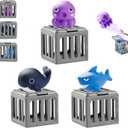 3PCS Underwater Dive Rescue Toys, Pool Diving Toys with Storage Fish Box & Floating Animals, Dive Treasure Hunt Water Play for Swim Training, Summer Pool Beach Party Toy for Adult