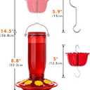 iBorn Hummingbird Feeders for Outdoors Hanging with Ant Moat for Hummingbird Feeder Glass 8 Ports for 16oz Humming Bird Nectar,Yellow Flowers Red Glass, Pack of 1
