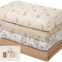 Yoofoss Muslin Swaddle Blankets, 4-Pack Receiving Blankets for Baby Boys and Girls, 47 x 47 Inches Baby Neutral Swaddle Wrap 70% Rayon from Bamboo and 30% Organic Cotton (Coffee & Leaves)
