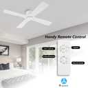 WINGBO 60 Inch Flush Mount DC Ceiling Fan without Lights, 4 Reversible Carved Wood Blades, 6-Speed Noiseless DC Motor, Hugger Ceiling Fan No Lights in Gloss White with White Blades