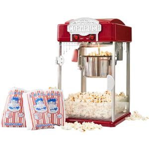 Popcorn Popper Machine-4 OZ Vintage Professional Popcorn Maker Theater Style with Nonstick Kettle Warming Light and Serving Scoop. (Red)
