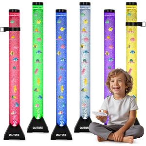 OUTREE 4FT Sensory Bubble Tube, Bubble Tube Lamp with Wall Bracket & Remote
