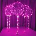 Lightsfever Led balloons with sticks and stands and batteries 6pack pink
