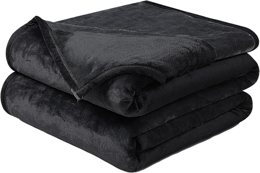 Soft Blanket California King Warm Fuzzy Microplush Lightweight Thermal Fleece Blankets for Couch Bed Sofa,102X108Inch,Black