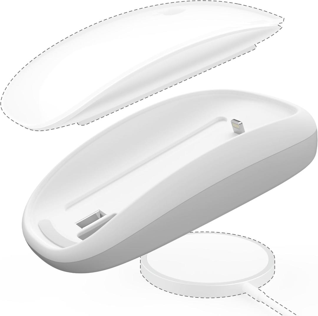 TATOFY Mouse Charger Compatible with Magic Mouse 2 (Lighting) Grip with Wireless Charging Support, Ergonomic Base (White) TATOFY Mouse Charger Compatible with Magic Mouse 2 (Lighting) Grip with Wireless Charging Support, Ergonomic Base (White)
