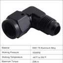 EVIL ENERGY 6AN Female to 6AN Male Flare 90 Degree Swivel Fitting Adapter Aluminum Black 2PCS
