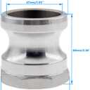 316 Stainless Steel Global Type A Cam and Groove Hose Fitting,2''Camlock Fittings,Male Adapter Female NPT Thread Camlock Fitting 2 Pack