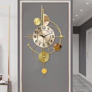 Large Wall Clocks for Living Room, Silent Non Ticking, Battery Operated Oversized Round Modern Wall Clock for Bedroom, Farmhouse, Office Wall Decor-17.7x31.4Inch(Golden)