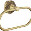 Antique Gold Towel Ring, Oval Hand Towel Holder Wall Mount, Vintage Decorative Bathroom Accessories, Brass Petal-Relief Series