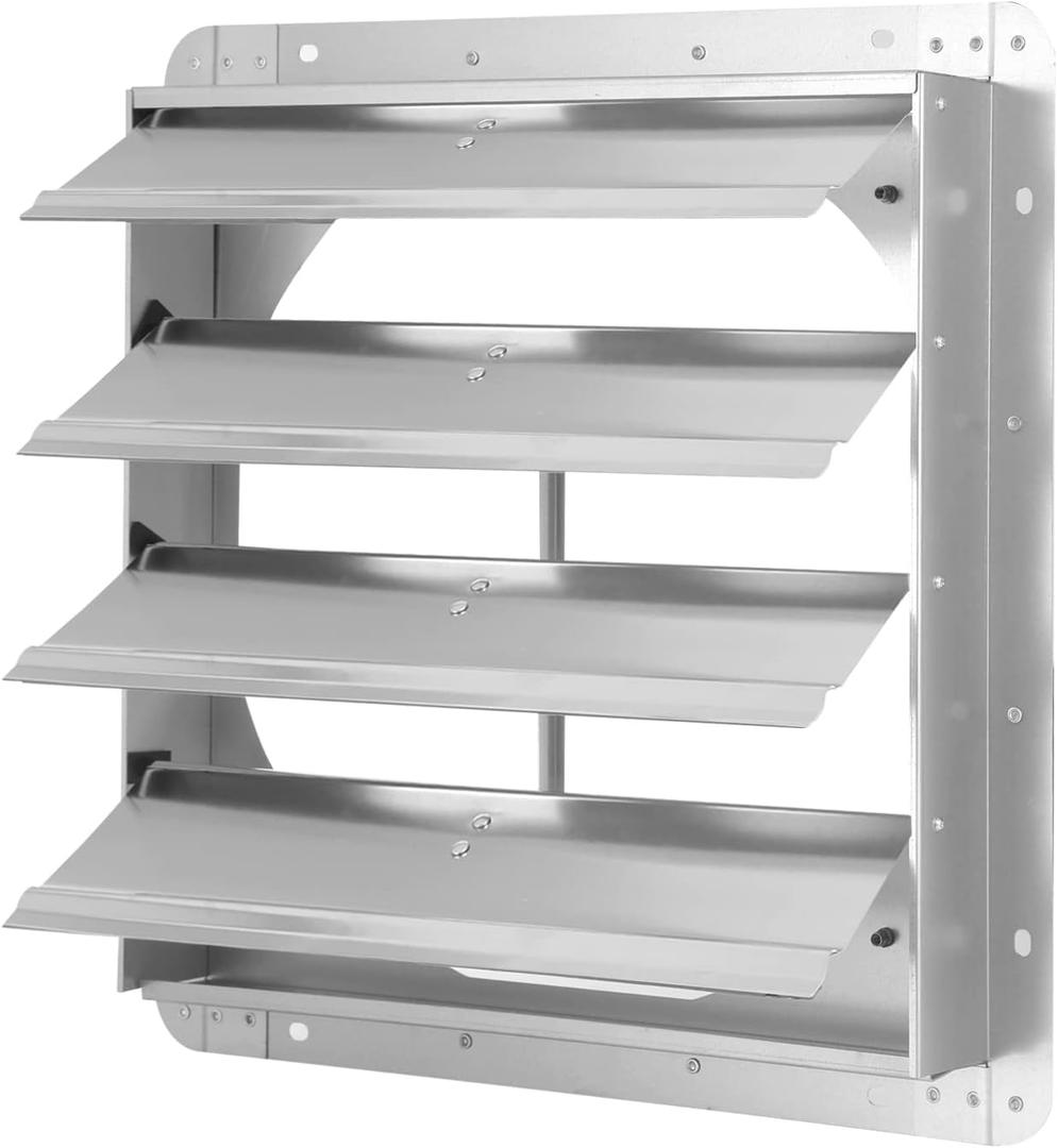 iPower 16-Inch Square Aluminum Automatic Gravity Shutter Louver Vent, Silver