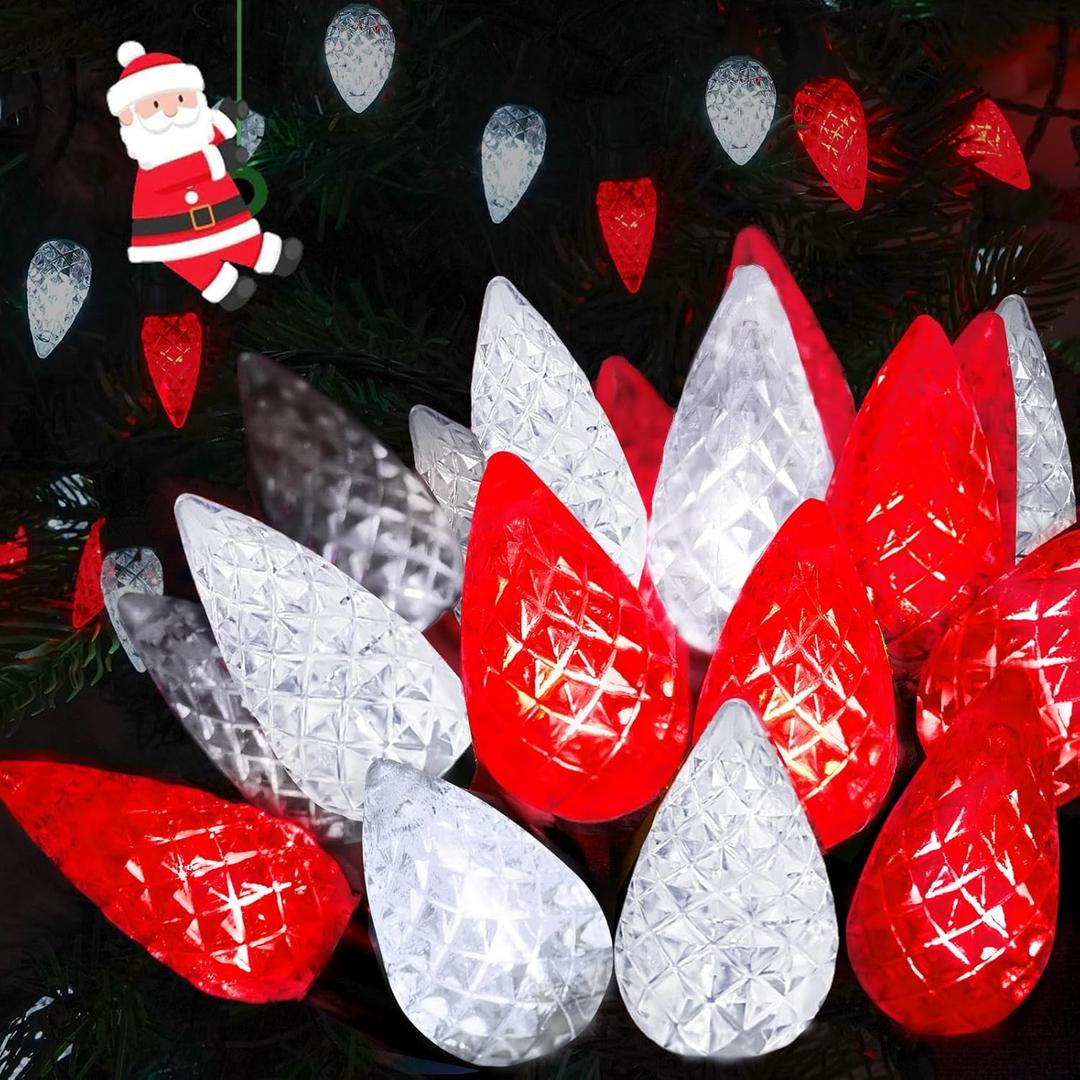 240 LED 78FT C6 Christmas String Lights, Super Long Christmas Lights Outdoor Indoor with 13 Modes & Timer, Waterproof Fairy Twinkle Light Plug in for Tree Garden Party Xmas Decorations (Red & White)