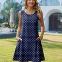 Zeagoo Summer Dresses for Women 2026 Sleeveless Casual Floral Tshirt Sundress with Pockets Loose Tank Beach Dress (Blue, XL)