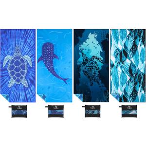 4 Pack Microfiber Lightweight Thin Beach Towel Sand Free Quick Dry Super Absorbent Large Towels for Swimming Pool Yoga Gym Travel Vacation Beach Accessories Essentials for Adults (X-Large (32x71 inches))