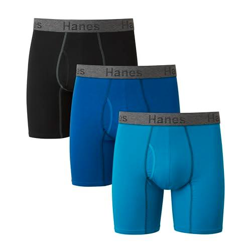 Hanes Mens 3-pack Comfort Flex Fit Ultra Soft Stretch Brief, Blue- Regular Leg- 3 Pack, Medium US