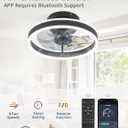 ZMISHIBO Low Profile Ceiling Fans with Lights and Remote, 13 Inch Fandelier Ceiling Fan with Light, Black Modern Flush Mount Ceiling Fan, Small Dimmable LED Fan Lights for Bedroom