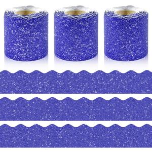 3 Rolls 98.4 Ft Glitter Bulletin Board Borders Set - Royal Blue Bulletin Board Decorations for Classroom, OfficeSchool Supplies & Home DIY - Perfect for Teachers, Posters & Birthday Party Decor