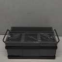 PTSTING Silverware Caddy Black Wood Silverware Holder Paper Plate Dispenser Utensil Caddy Cutlery Flatware Organizer Box for Spoons Forks Plates Napkins