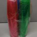 100 Count 10oz Disposable Tumblers Neon Cups for Party, 10oz Disposable Hard Multicolor Plastic Cups, Plastic Margarita Glasses (10, ounces)