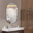 ANDY STAR Brushed Nickel Oval Bathroom Mirror, 24x36 Nickel Pill-Shaped Mirror, Oval Mirrors Wall-Mounted Mirror Vertical/Horizontal