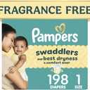 Swaddlers Diapers, Size 1 (8-14 lbs), 198 Count, Fragrance Free, Hypoallergenic, Absorbent, Pediatrician Recommended, Skin Safe