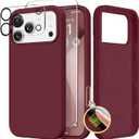 GONEZ Magnetic for iPhone 17 Pro Max Case, Compatible with MagSafe, [Screen Protector + Camera Lens Protector], Liquid Silicone Anti-Scratch Shockproof Protective Phone Case 6.9 inch, Maroon