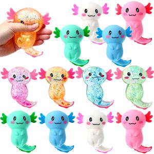 Meooeck 12 Pack Stress Relief Axolotl Toys Stress Glitter Axolotl Starfish Sugar Balls Relaxing Sensory Fidget Toy Relieve Anxiety Squeeze for Birthday Party Supplies Goodie Bag Stuffers (Cute)