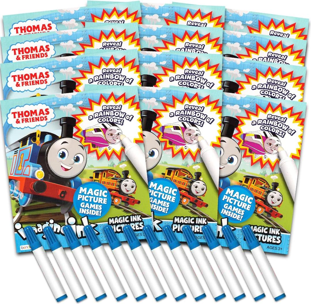 Thomas the Train Imagine Ink Set - Bundle of 12 No-Mess Magic Ink Coloring Books | Thomas the Train Party Favor Pack for Kids