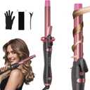 Extra-Long Barrel Rotating Curling Iron with Short Clamp, Automatic Curling Iron 1 Inch Creates Loose Curls  for Medium and Long Hair, High Heat 410F, Instant Heat up, Double Ceramic, Dual Voltage (Rose Gold)